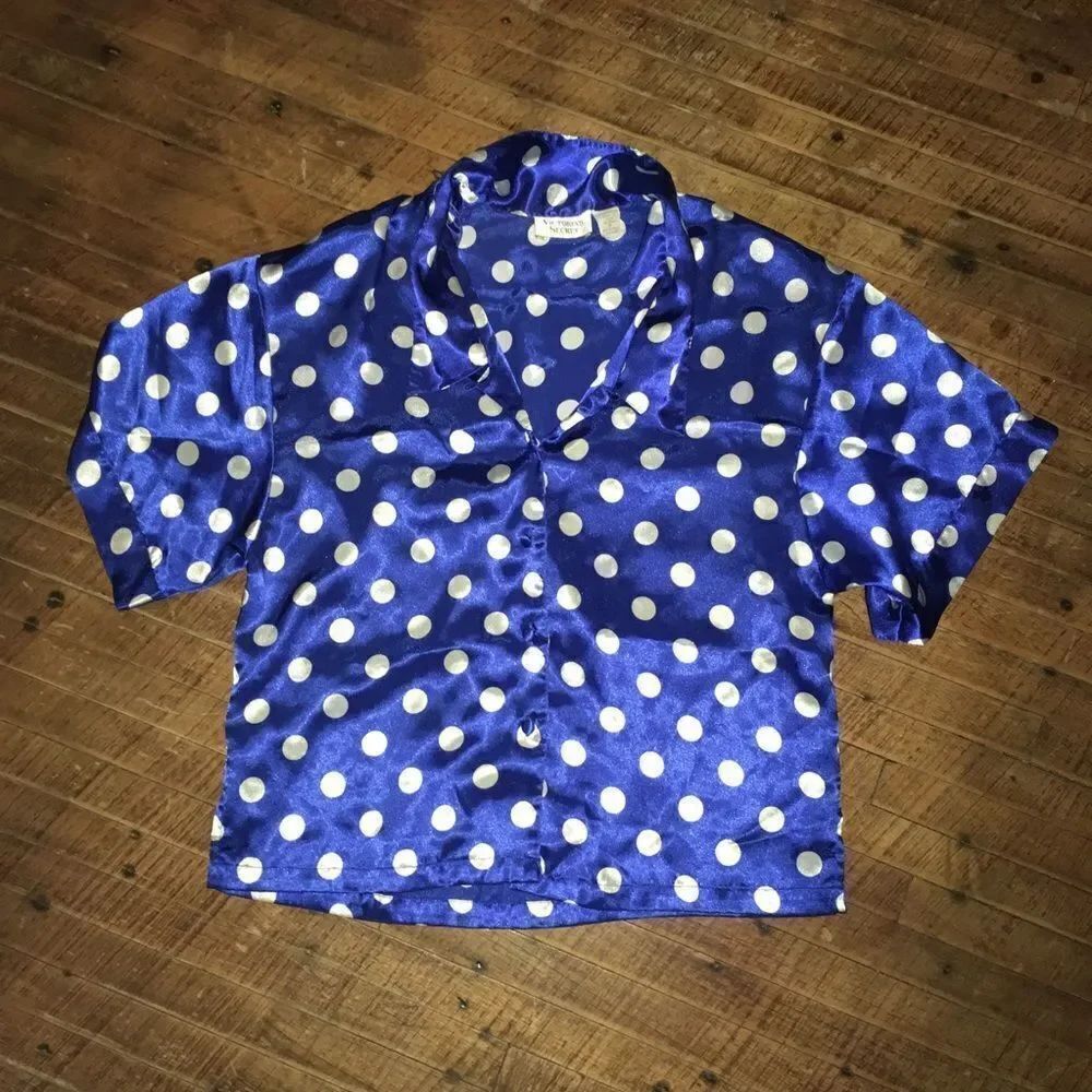 Victoria’s Secret P polka dot satiny shirt